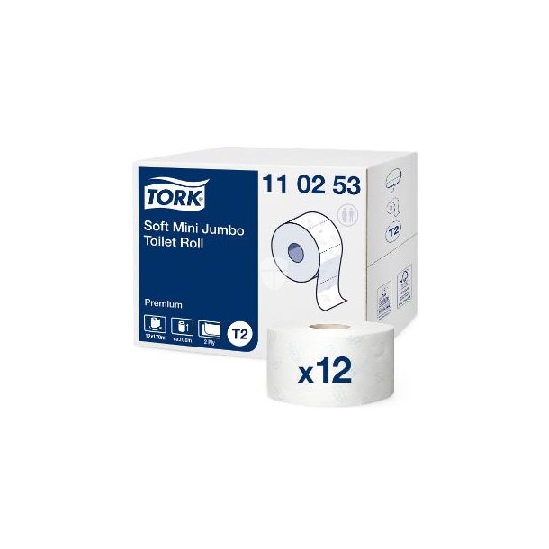 Tork Premium T2 soft mini Jumbo toiletpapir pk a 12 stk