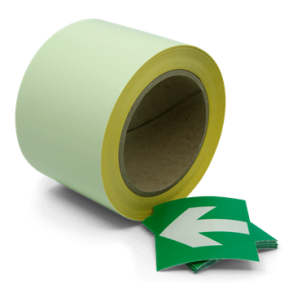 DENFOIL Efterlysende tape med grn pil 80mm x 10m