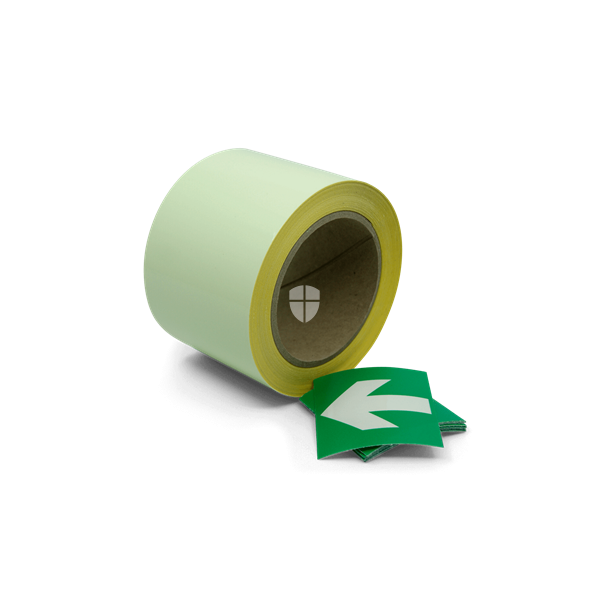 DENFOIL Efterlysende tape med grn pil 80mm x 10m