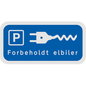 Skilt UE 33,4 Undertavle Parkering forbeholdt elbiler og elbil Symbol