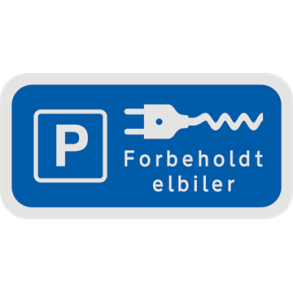 Skilt Undertavle Parkering forbeholdt elbiler og elbil UE 33,4 symbol