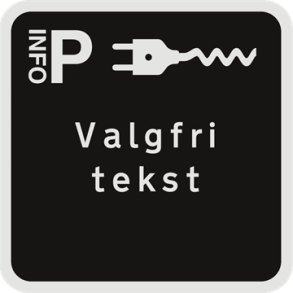 Skilt P-info privatretligt parkeringsskilt med valgfri tekst og elbil symbol