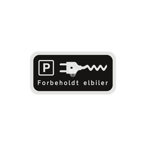 Skilt Undertavle sort privatretlig Parkering forbeholdt elbiler med elbil UE 33,4 symbol