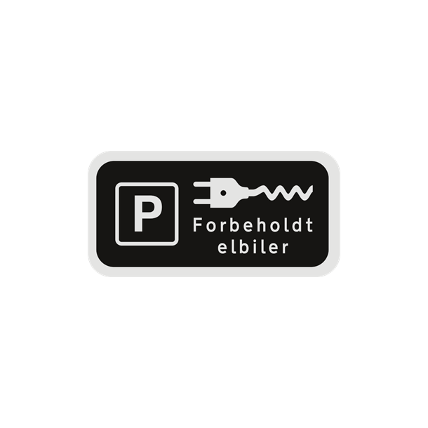 Skilt Undertavle sort privatretlig Parkering forbeholdt elbiler med elbil UE 33,4 symbol