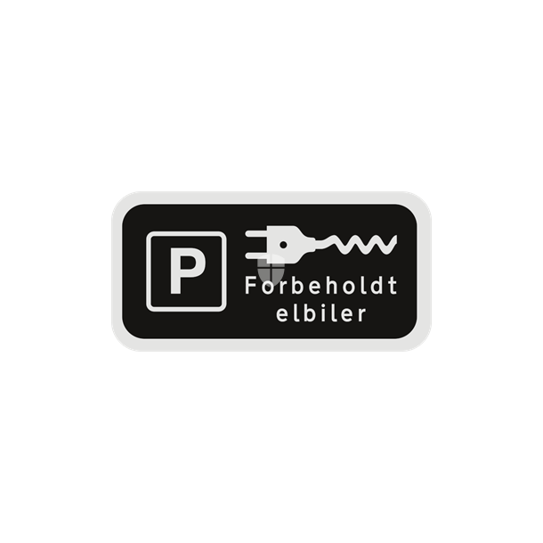 Skilt Undertavle sort privatretlig Parkering forbeholdt elbiler med elbil UE 33,4 symbol