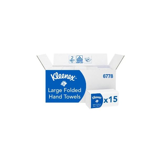 Kimberly-Clark 6778 Kleenex H�ndkl�deark hvid 318x215mm 2 lag krt a 15 pk