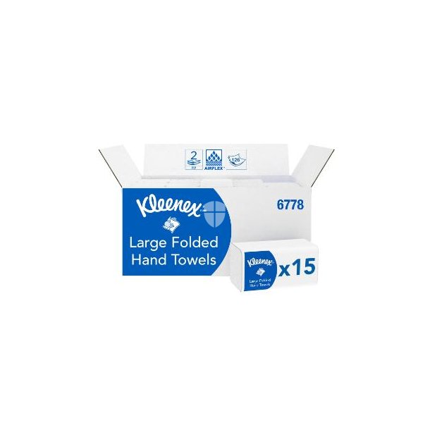 Kimberly-Clark 6778 Kleenex Hndkldeark hvid 318x215mm 2 lag krt a 15 pk