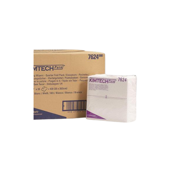 Kimberly-Clark 7624 Reng�ringsklud Kimtech Pure 1/4 fold hvid 385x351mm 