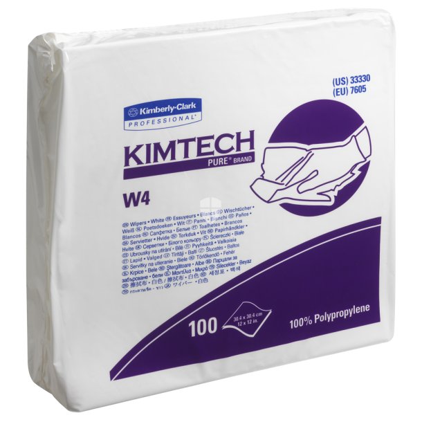 Kimberly-Clark 7605 Klude Kimtech Pure W4 individuel hvid 304x304mm 1 lag 5 x 100 ark