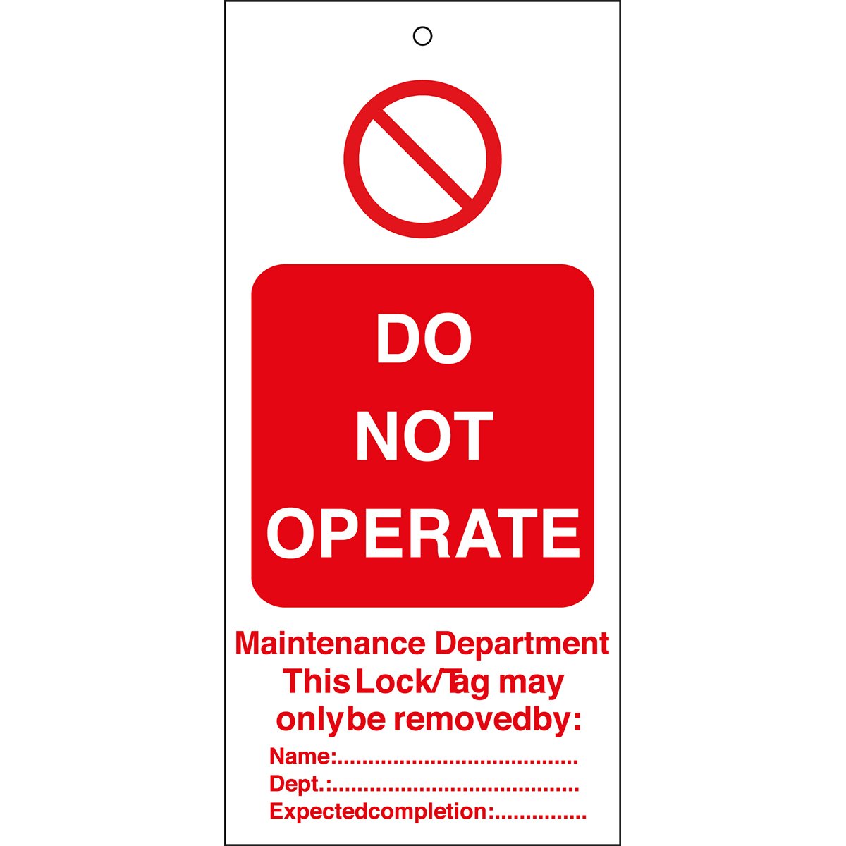 Brady Lockout Tagout Skilt med strip Do not operate 110x50 mm pk a 10 ...