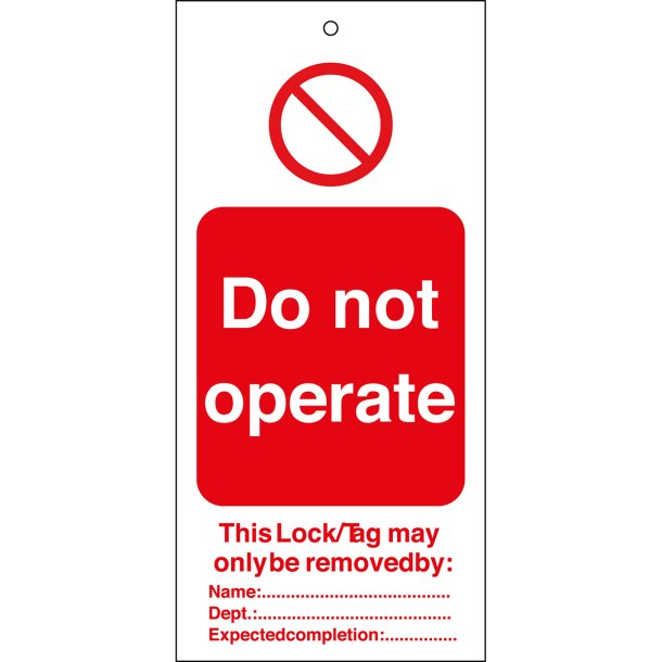 Brady Lockout Tagout Skilt med strip Do not operate 160x75 mm pk a 10 stk