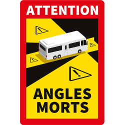Skilt Angles Morts klistermrker til lastbil og bus (blindvinkel) pk a 3 stk
