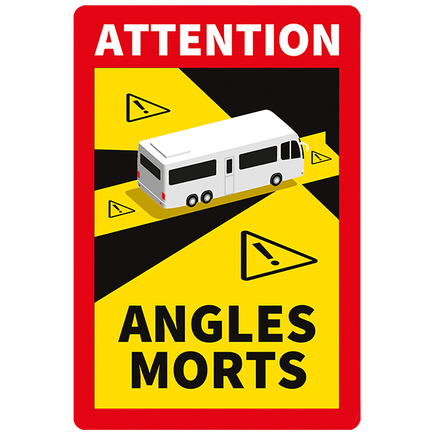 Skilt Angles Morts klisterm�rker til lastbil og bus (blindvinkel) pk a 3 stk