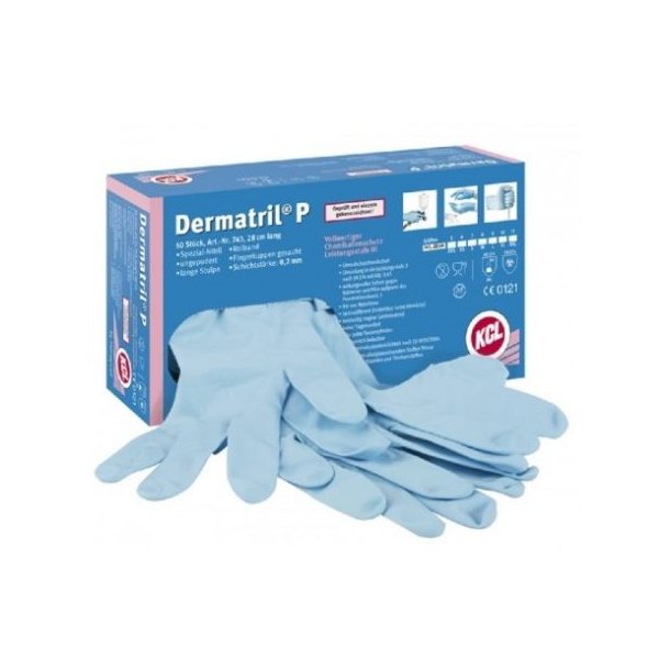 Dermatril P 743 bl� nitril 28 cm uden pudder pk a 50 stk