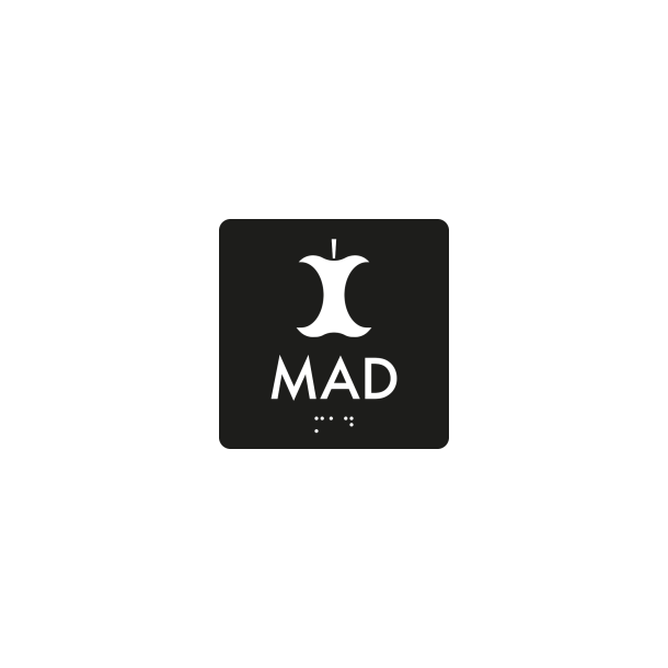 Skilt Madaffald Taktil affaldsskilt 0,4 mm plast 80 x 80 mm