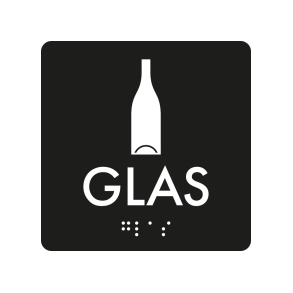 Skilt Glas Taktil affaldsskilt 0,4 mm plast 80 x 80 mm