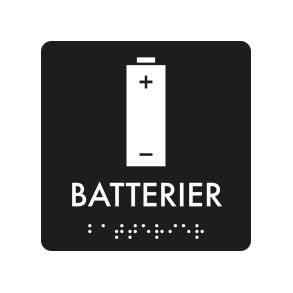 Skilt Batterier Taktil affaldsskilt 3 mm akryl 80 x 80 mm