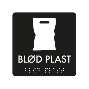 Skilt Bld plast Taktil affaldsskilt 0,4 mm plast 80 x 80 mm