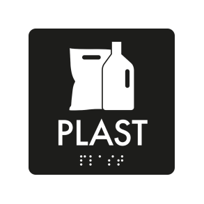 Skilt Plast Taktil affaldsskilt 0,4 mm plast 80 x 80 mm