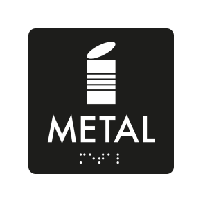 Skilt Metal Taktil affaldsskilt 0,4 mm plast 80 x 80 mm