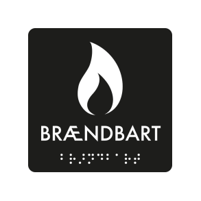 Skilt Smt brndbart Taktil affaldsskilt 0,4 mm plast 80 x 80 mm