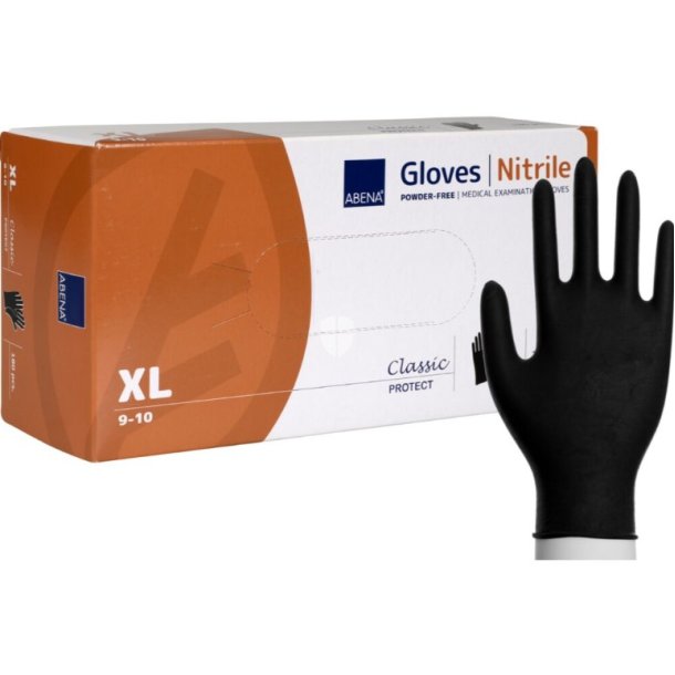 ABENA Classic Protect XL sort nitril pudderfri Undersgelseshandske pk a 180 stk