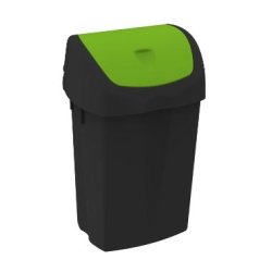 Affaldsspand 50l 310 x 400 x 640 mm sort med farvekodet vippelg