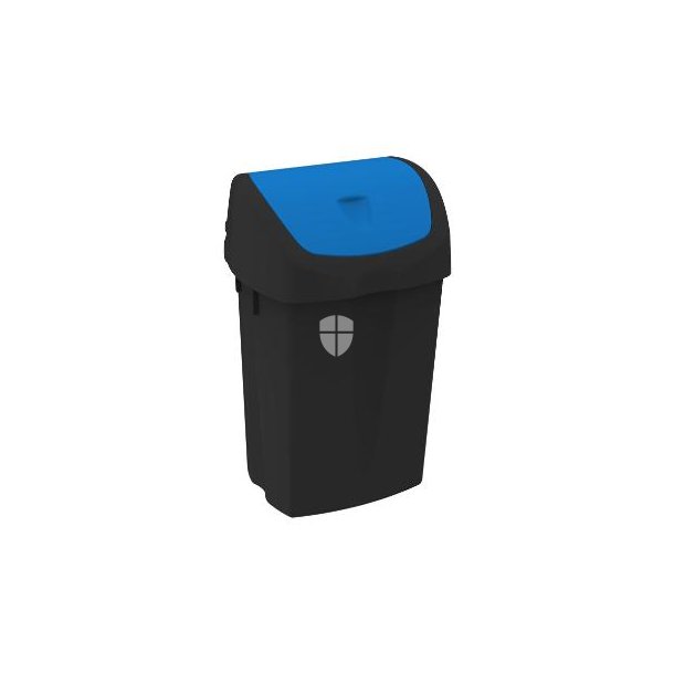 Affaldsspand 50l 310 x 400 x 640 mm sort med farvekodet vippelg