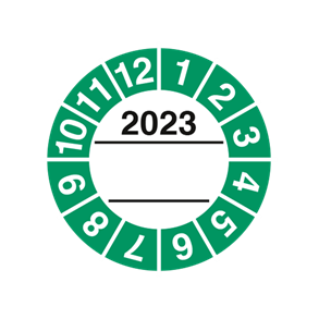 Skilt Kalibreringsmrker med tekstfelt r 2023  30mm Selvklbende vinyl pk a 10 stk