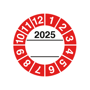 Skilt Kalibreringsmrker med tekstfelt r 2025  30mm Selvklbende vinyl pk a 10 stk