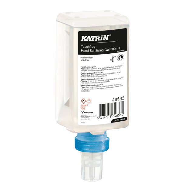 Katrin 48533 Hnddesinfektion gel Touchfree 500ml 12 stk