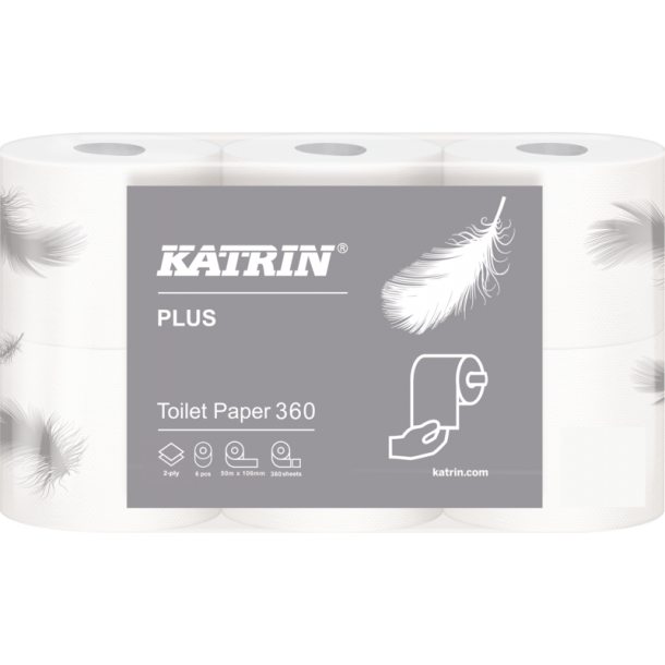 Katrin 181003 Plus Toiletrulle 360 hvid 50m 2 lag 42 ruller