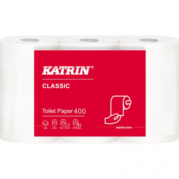 Katrin classic 400 Toiletrulle hvid 2 lag sm� ruller pk a 6 rl