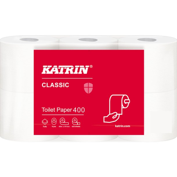 Katrin classic 400 Toiletrulle hvid 2 lag sm ruller pk a 6 rl