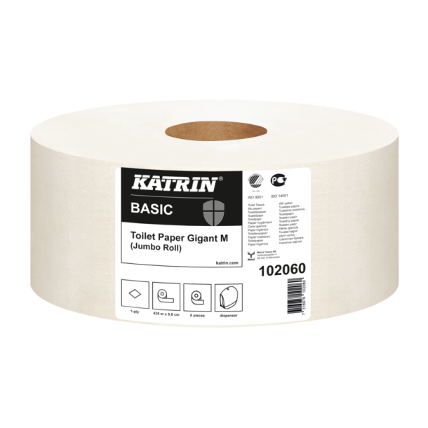 Katrin 102060 Basic Gigant M Natur Toiletrulle hvid 1 lag 6rl