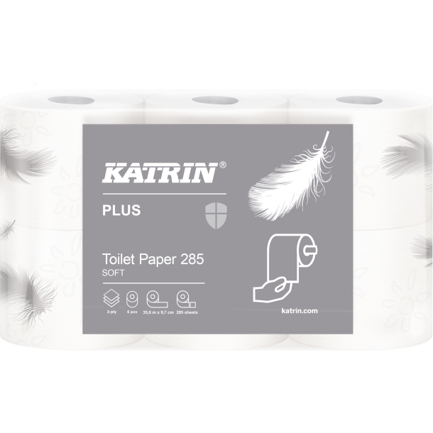 Katrin Plus Soft Toiletrulle hvid 35.6m 285 ark 3 lag