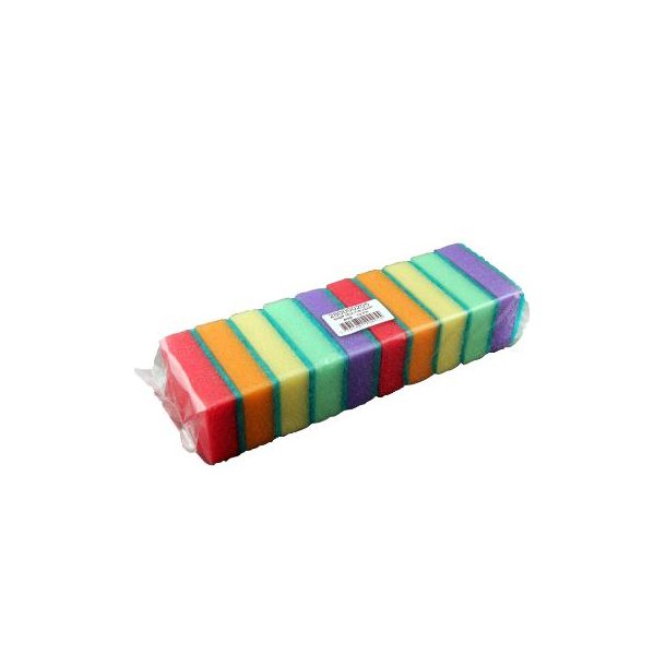 Multisvamp Mini 9x6cm assorterede farver med gr�n skure s�l 50x10 stk