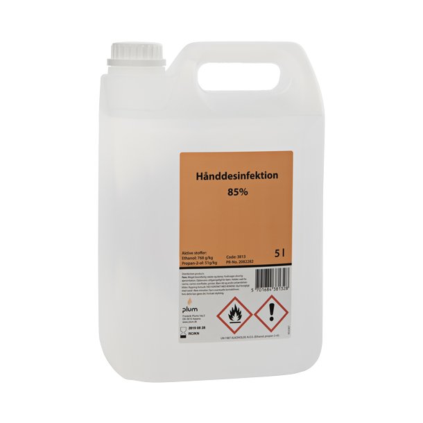 Plum H�nddesinfektion 85% med ethanol og glycerol 5 liter flydende 