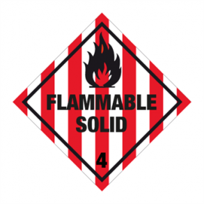 Skilt Fareseddel Flammable solid kl. 4 