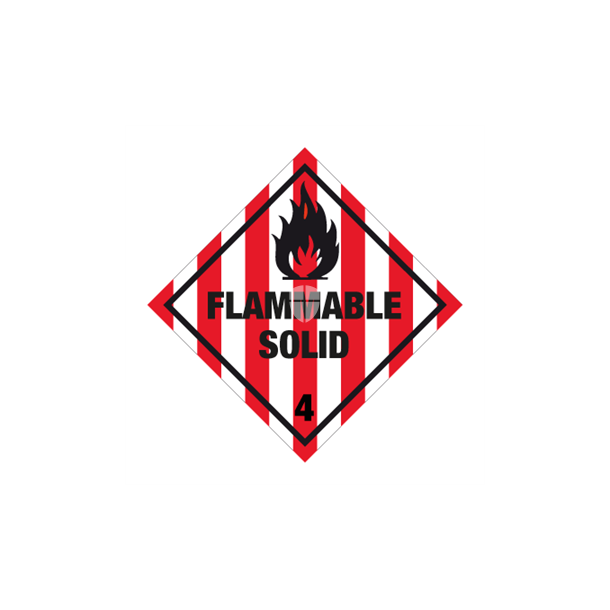 Skilt Fareseddel Flammable solid kl. 4 