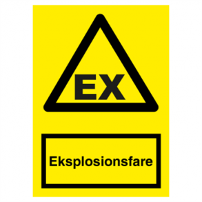 Skilt Advarselsskilt EX Eksplosionsfare