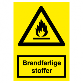 Skilt Advarselsskilt Brandfarlige stoffer 
