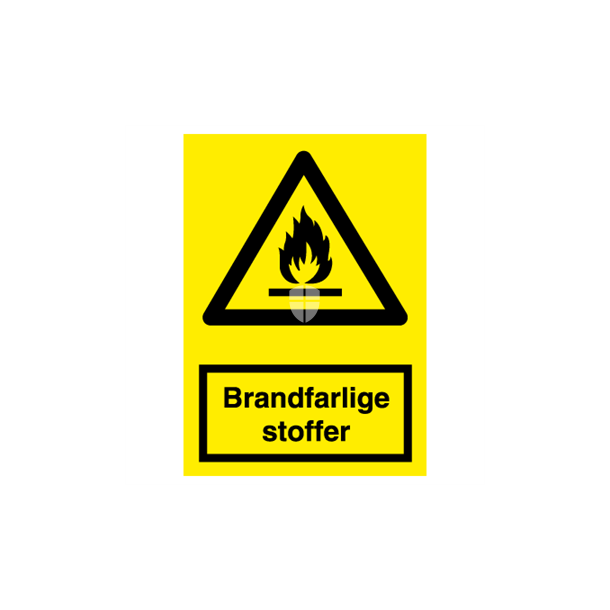 Skilt Advarselsskilt Brandfarlige stoffer 