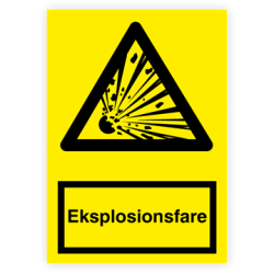 Skilt Advarselsskilt Eksplosionsfare