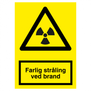 Skilt Advarselsskilt Farlig strling ved brand