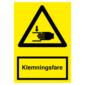 Skilt Advarselsskilt Klemningsfare