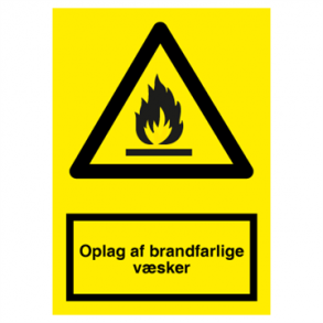 Skilt Advarselsskilt Oplag af brandfarlige vsker