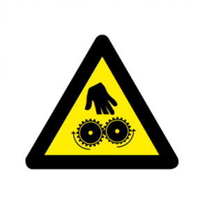 Skilt Advarselsskilt A380 Pas p! Fingre i tandhjul 