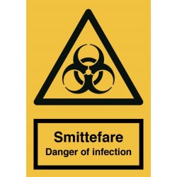 Skilt Advarselsskilt Smittefare - Danger of infection