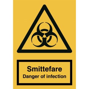 Skilt Advarselsskilt Smittefare - Danger of infection